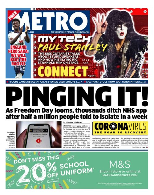 Metro Front Page Th Of July Tomorrow S Papers Today