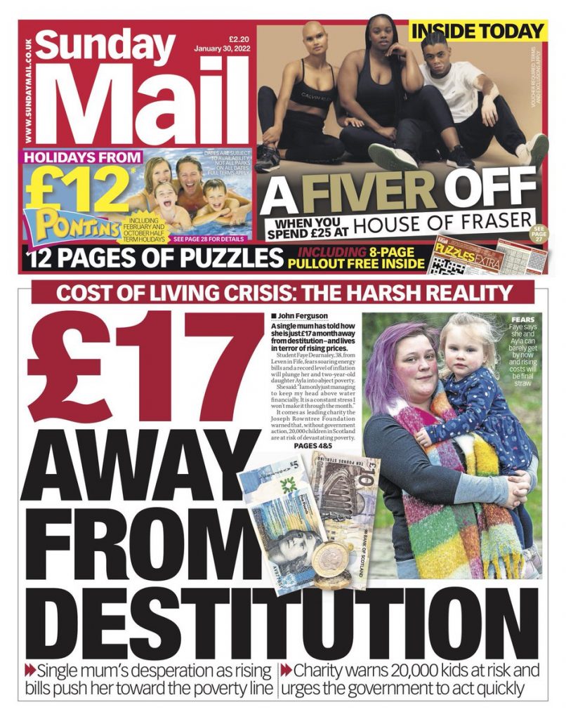 Sunday Mail Front Page 30th Of January 2022 Tomorrow S Papers Today