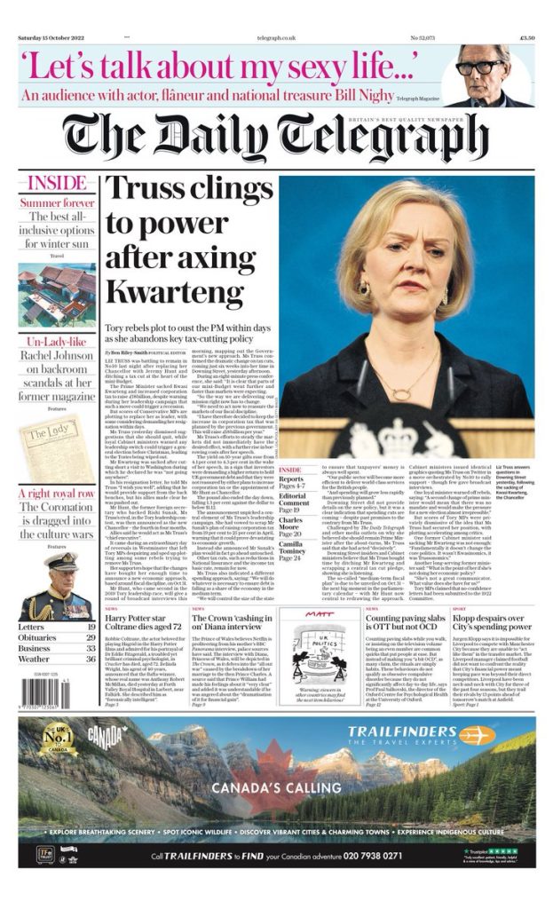 Daily Telegraph Front Page Th Of October Tomorrow S Papers Today