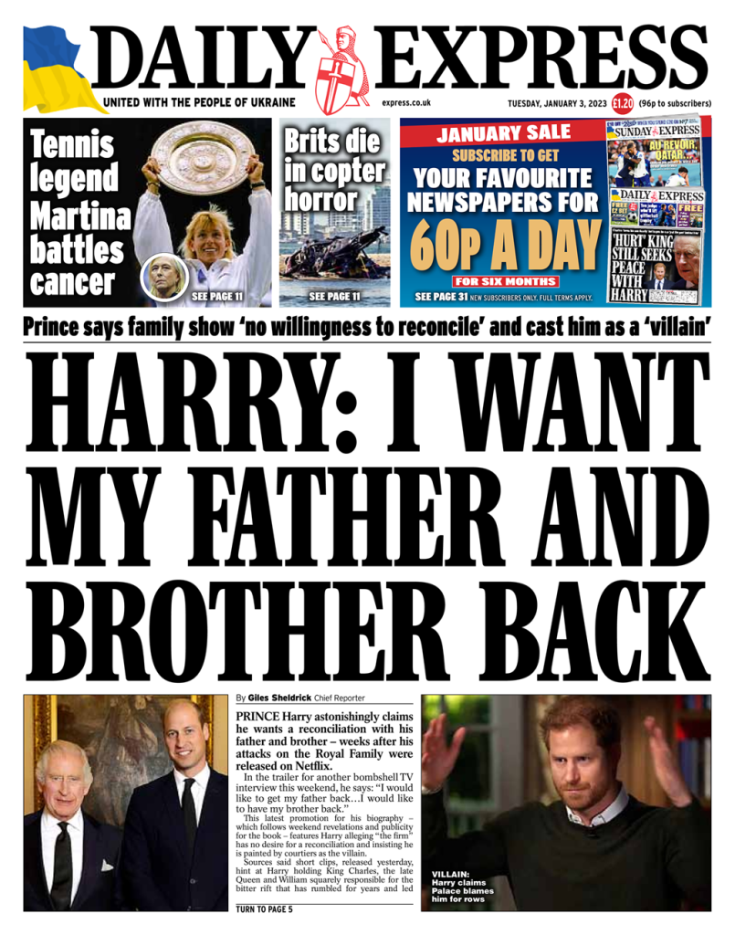 Daily Express Front Page Rd Of January Tomorrow S Papers Today