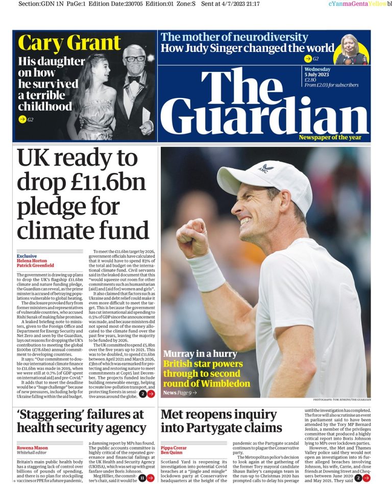 Guardian Front Page Th Of July Tomorrow S Papers Today