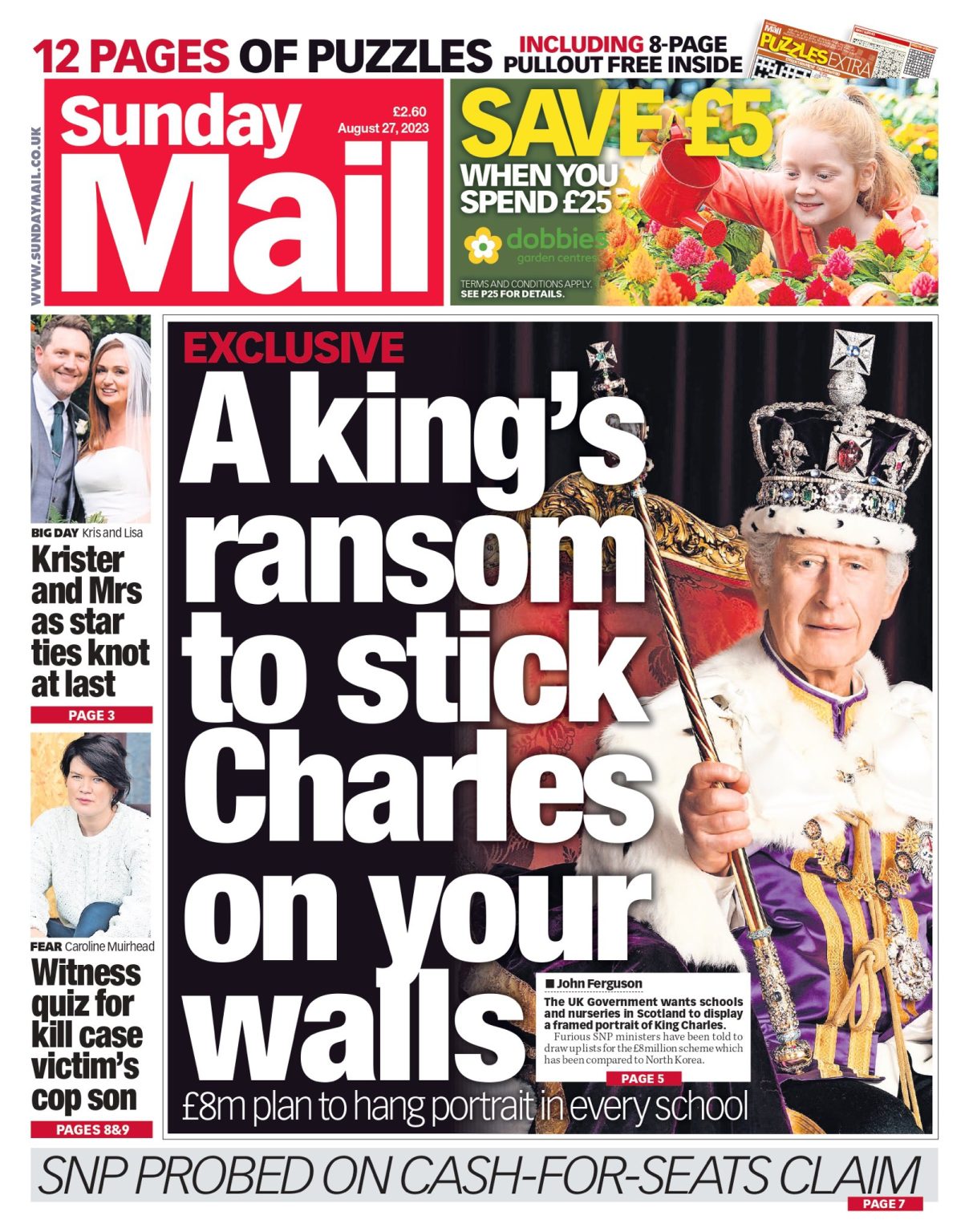 Sunday Mail Front Page Th Of August Tomorrow S Papers Today