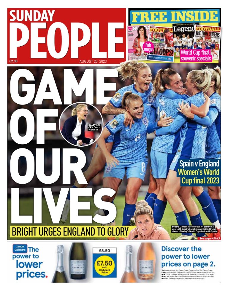 Sunday People Front Page Th Of August Tomorrow S Papers Today