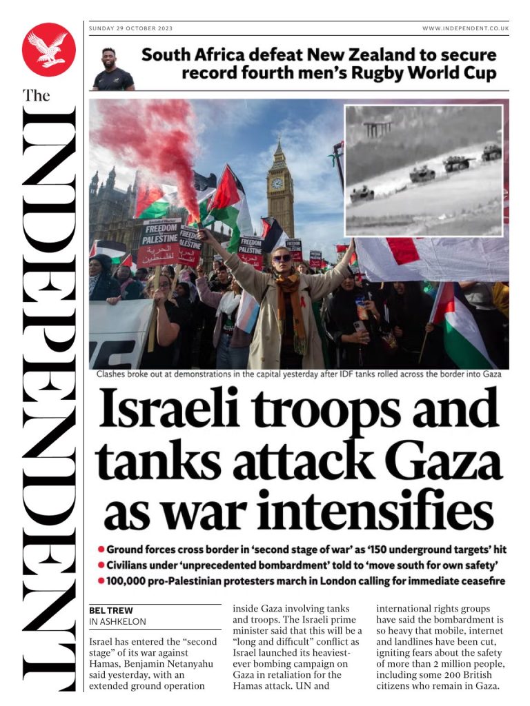 Independent On Sunday Front Page Th Of October Tomorrow S