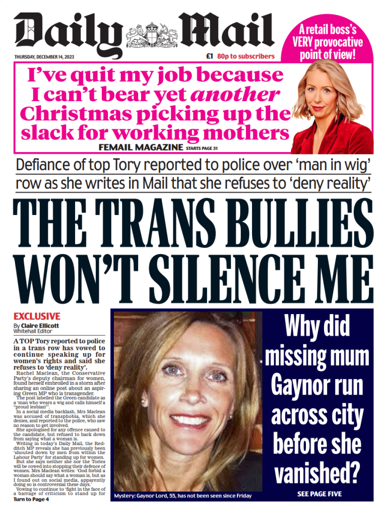 Daily Mail Front Page 14th Of December 2023 Tomorrow S Papers Today