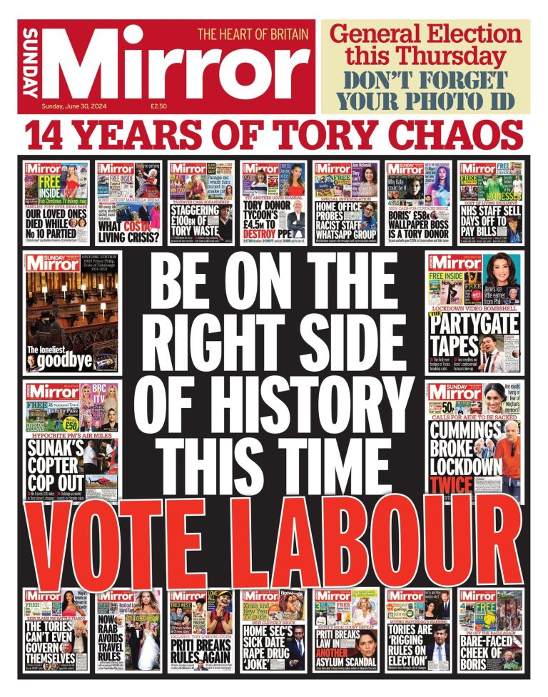 Sunday Mirror Front Page 30th Of June 2024 Tomorrow S Papers Today