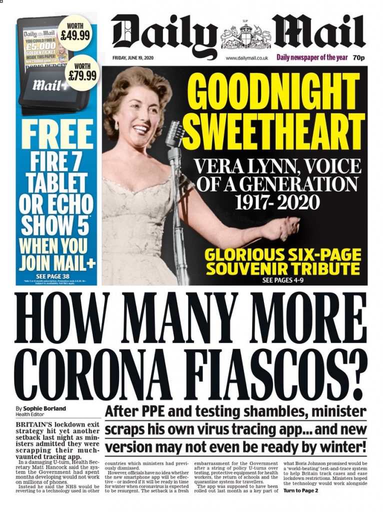 Daily Mail Front Page 19th of June 2020 Tomorrow's Papers Today!
