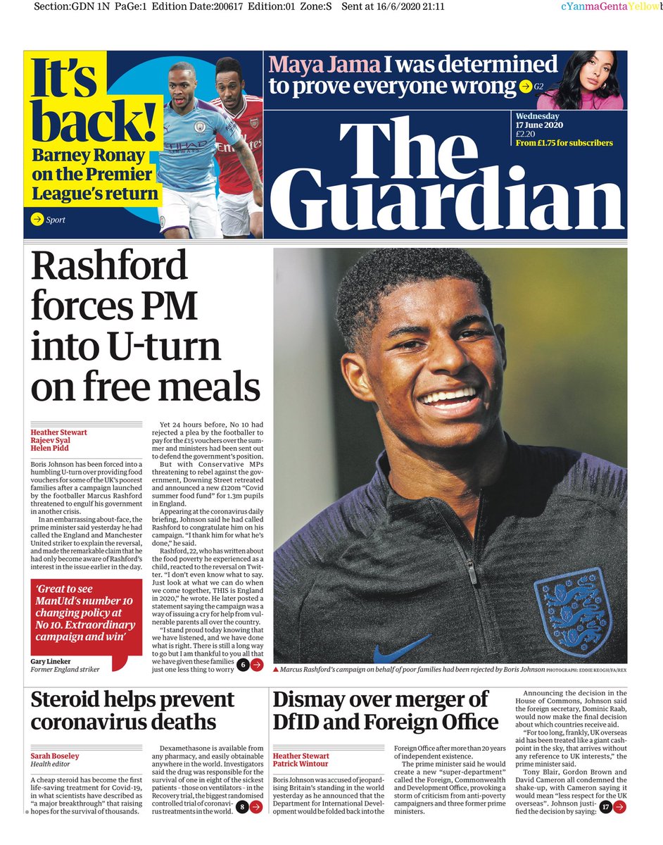 Guardian Front Page 17th Of June 2020 Tomorrow s Papers Today 