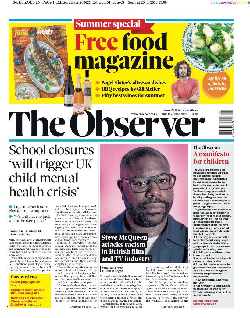 Observer Front Page 21st Of June 2020 Tomorrow s Papers Today 