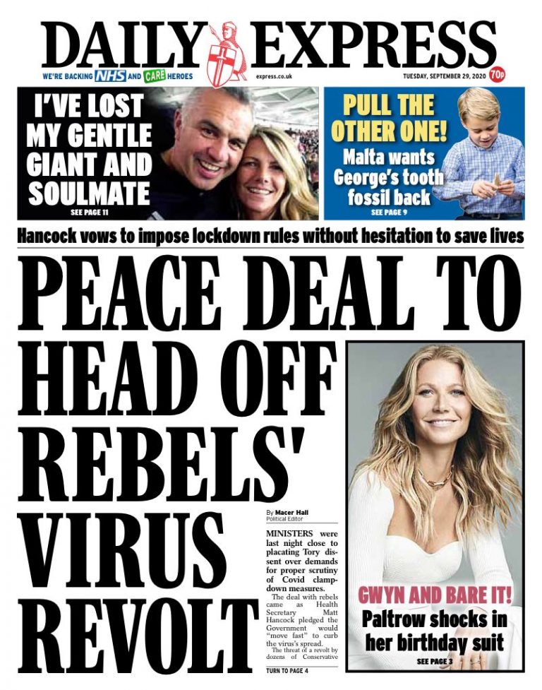 Daily Express Front Page Th Of September Tomorrow S Papers Today