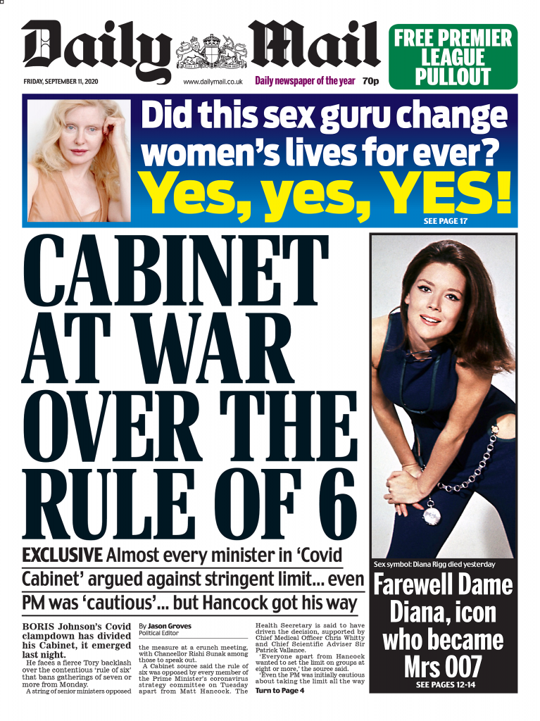 Daily Mail Front Page 11th of September 2020 - Tomorrow's Papers Today!