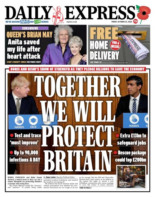 Daily Express Front Page 23rd Of October 2020 - Tomorrow's Papers Today!