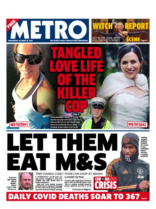 Metro Front Page 28th of October 2020 - Tomorrow's Papers Today!