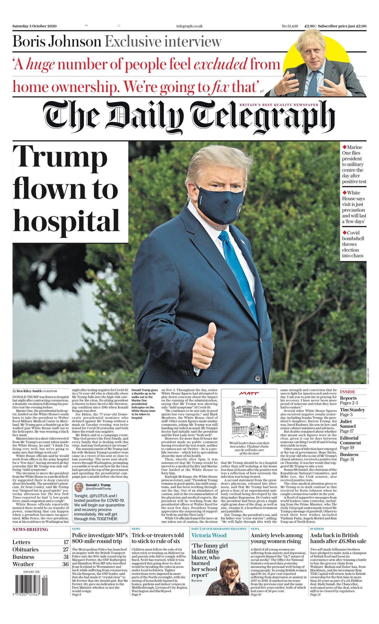 Daily Telegraph Front Page 3rd Of October 2020 Tomorrow s Papers Today 