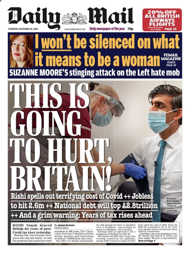 Daily Mail Front Page 26th of November 2020 Tomorrow's Papers Today!