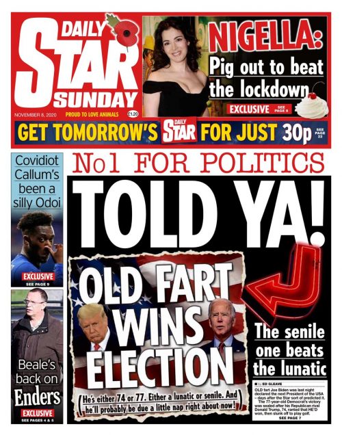 Daily Star Sunday Front Page 8th Of November 2020 - Tomorrow's Papers ...