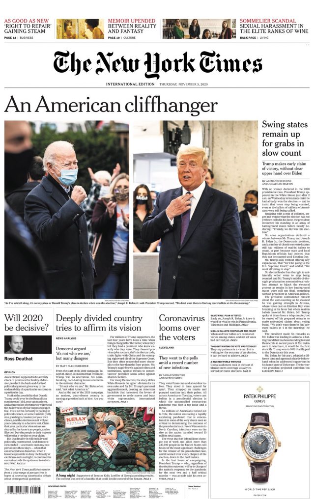 new-york-times-front-page-5th-of-november-2020-tomorrow-s-papers-today