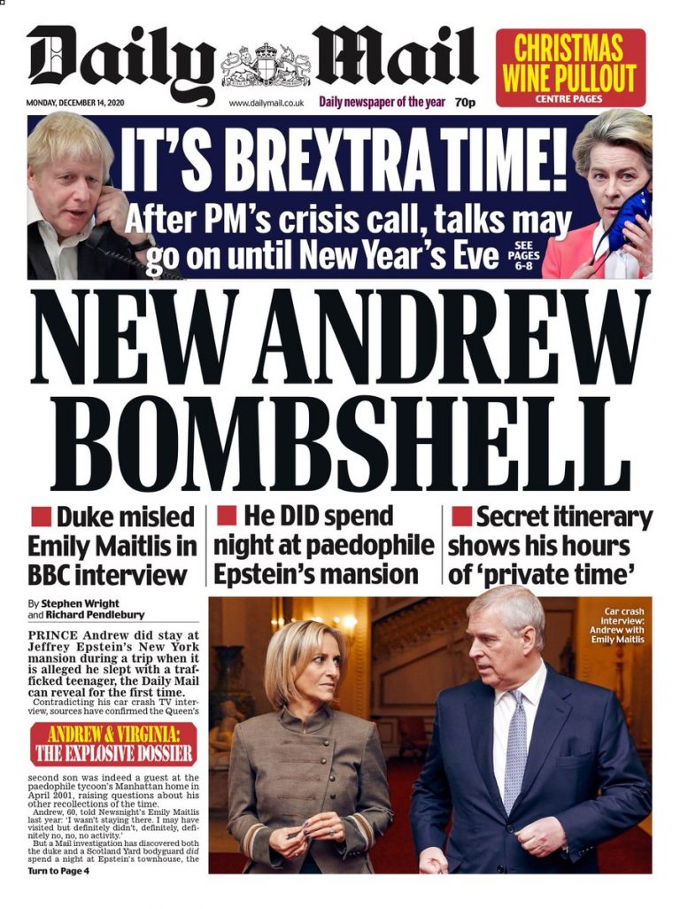 Daily Mail Front Page 14th of December 2020 Tomorrow's Papers Today!