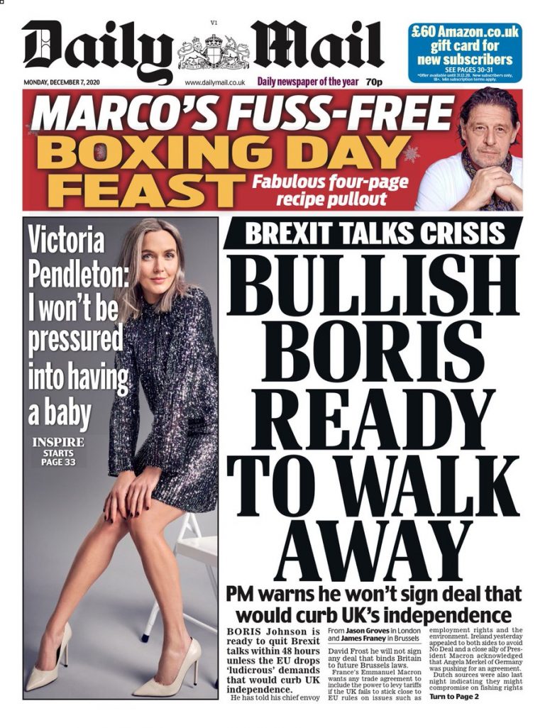 Daily Mail Front Page 7th of December 2020 Tomorrow's Papers Today!