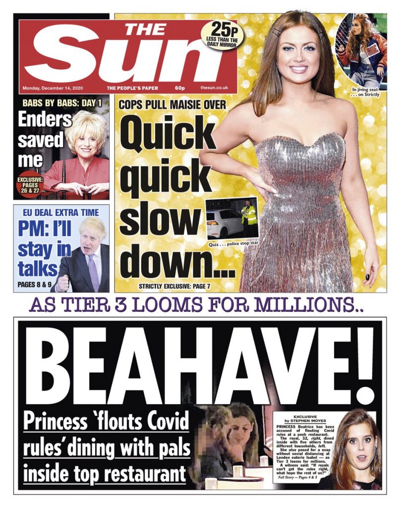 Sun Front Page 14th of December 2020 - Tomorrow's Papers Today!