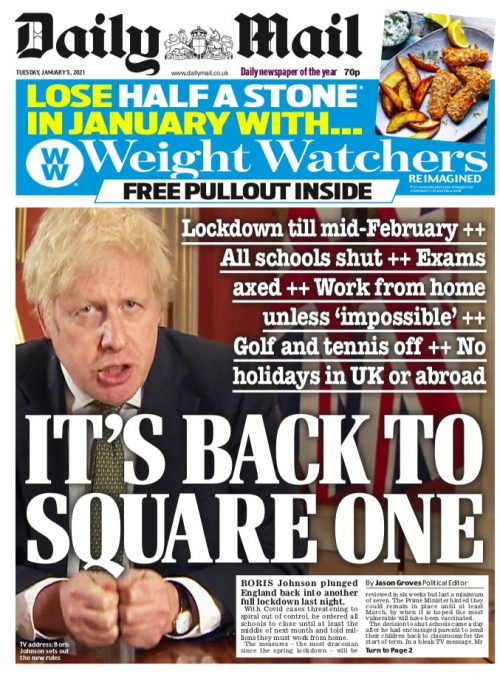 Daily Mail Front Page 5th Of January 2021 Tomorrows Papers Today