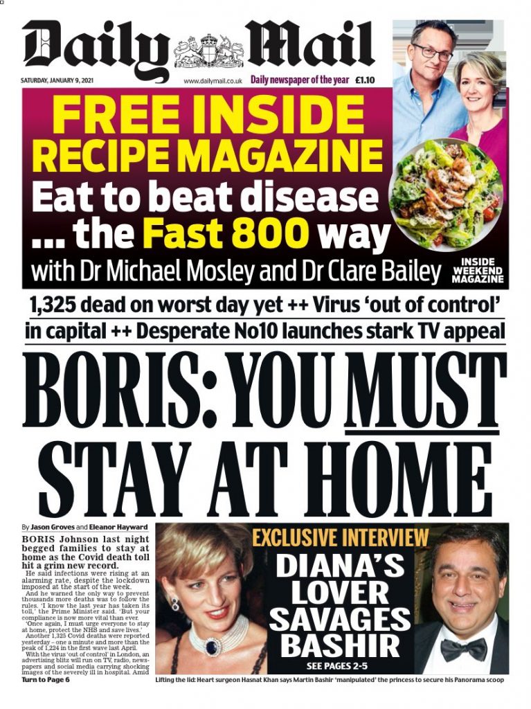 Daily Mail Front Page 9th Of January 2021 Tomorrows Papers Today 4696