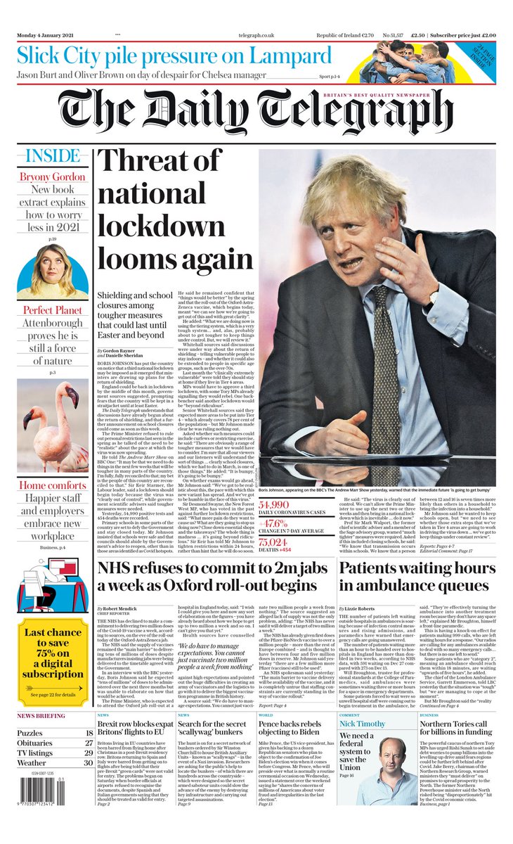Daily Telegraph Front Page Th Of January Tomorrow S Papers Today