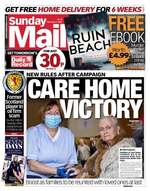 Sunday Mail Front Page 21st Of February 2021 Tomorrows Papers Today 