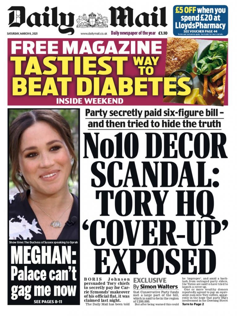 Daily Mail Front Page 6th Of March 2021 Tomorrows Papers Today 