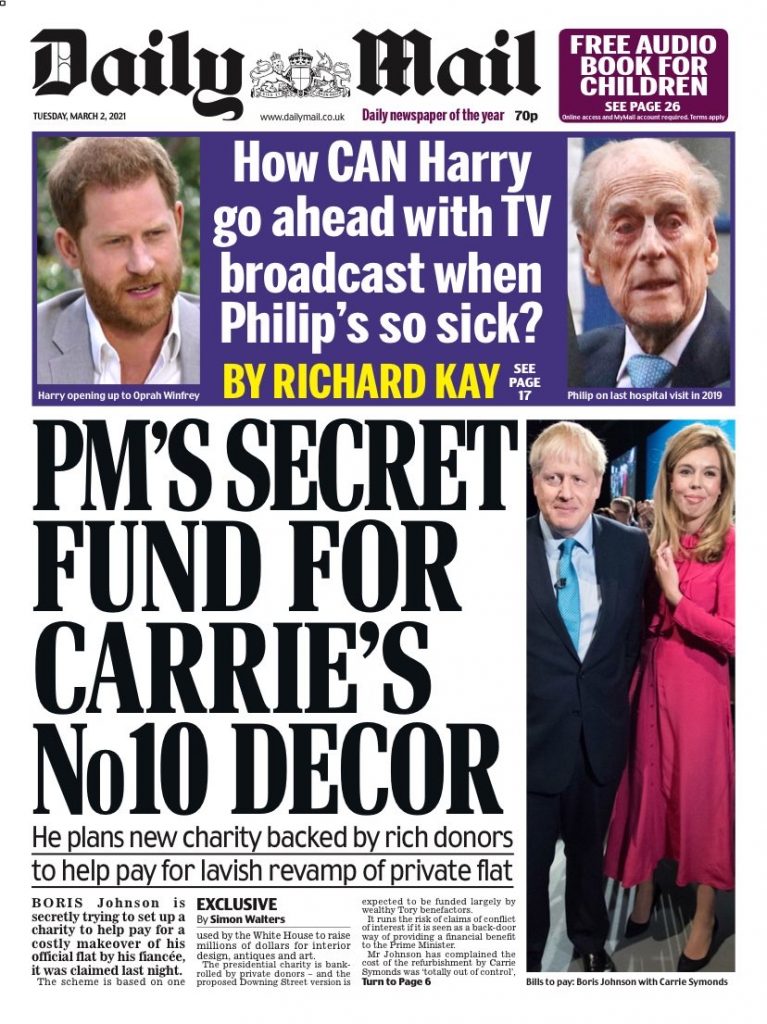 Daily Mail Front Page 2nd of March 2021 Tomorrow's Papers Today!