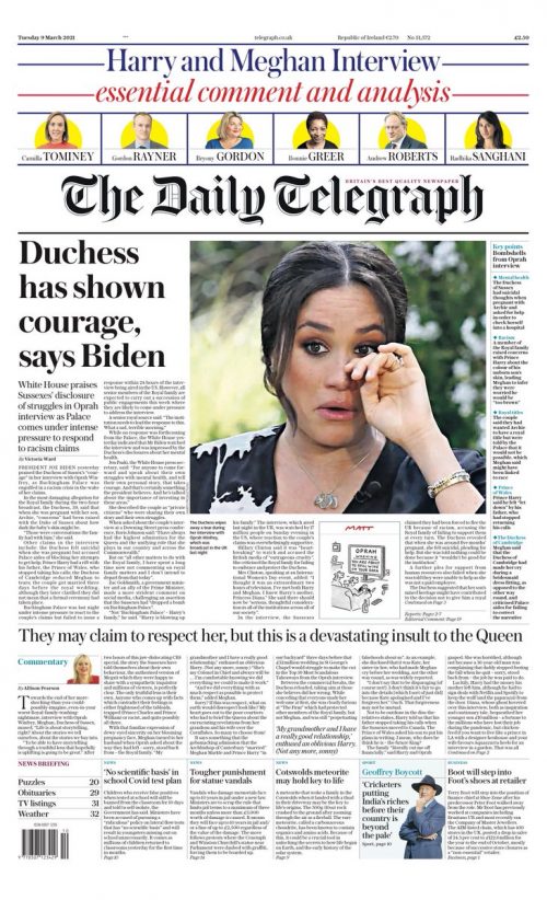 Daily Telegraph Front Page 9th Of March 2021 Tomorrows Papers Today 5244