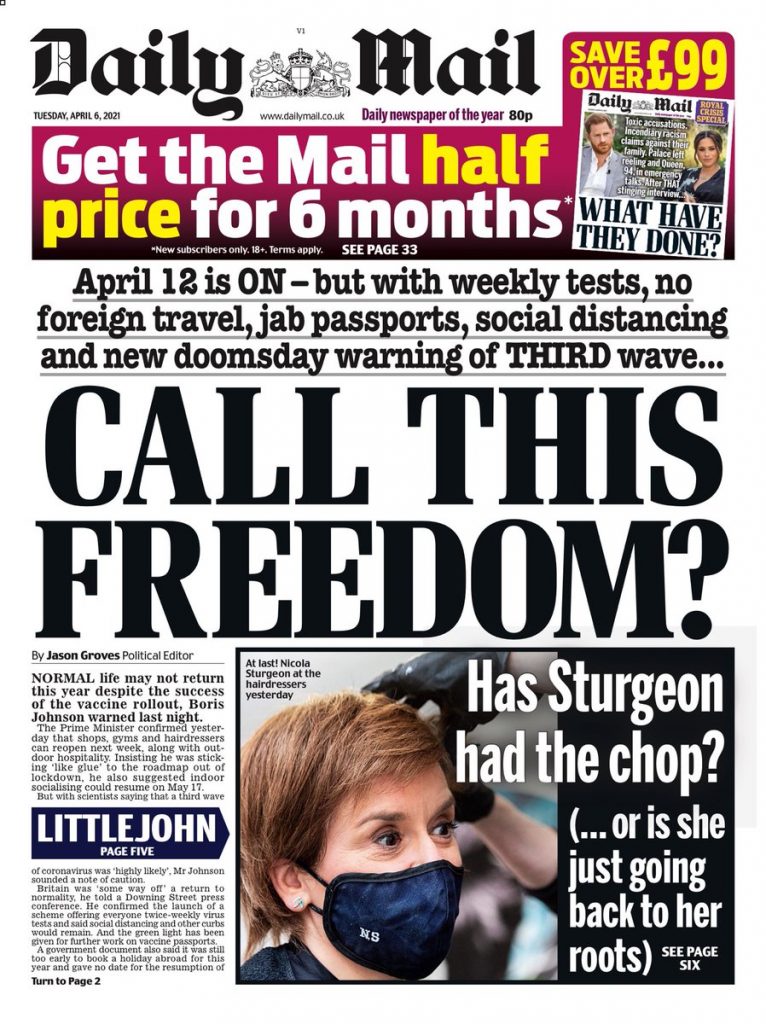 Daily Mail Front Page 6th of April 2021 Tomorrow's Papers Today!