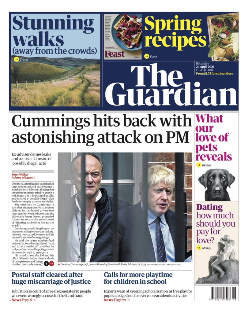 Guardian Front Page 24th Of April 2021 Tomorrows Papers Today 2878