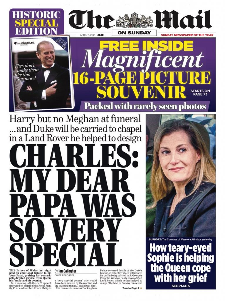 Mail on Sunday Front Page 11th of April 2021 - Tomorrow's Papers Today!