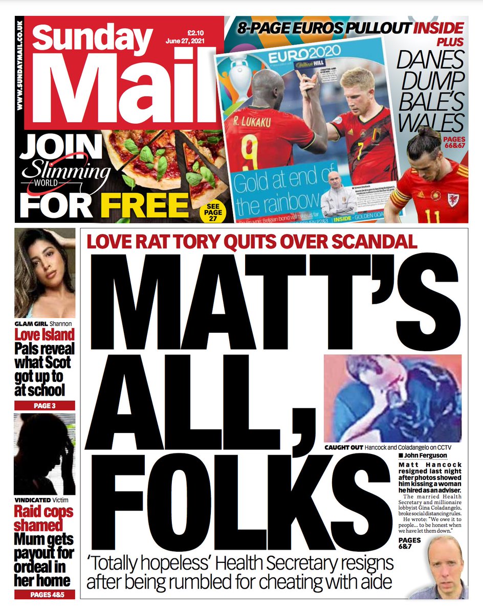 Sunday Mail Front Page 27th Of June 2021 Tomorrow s Papers Today 