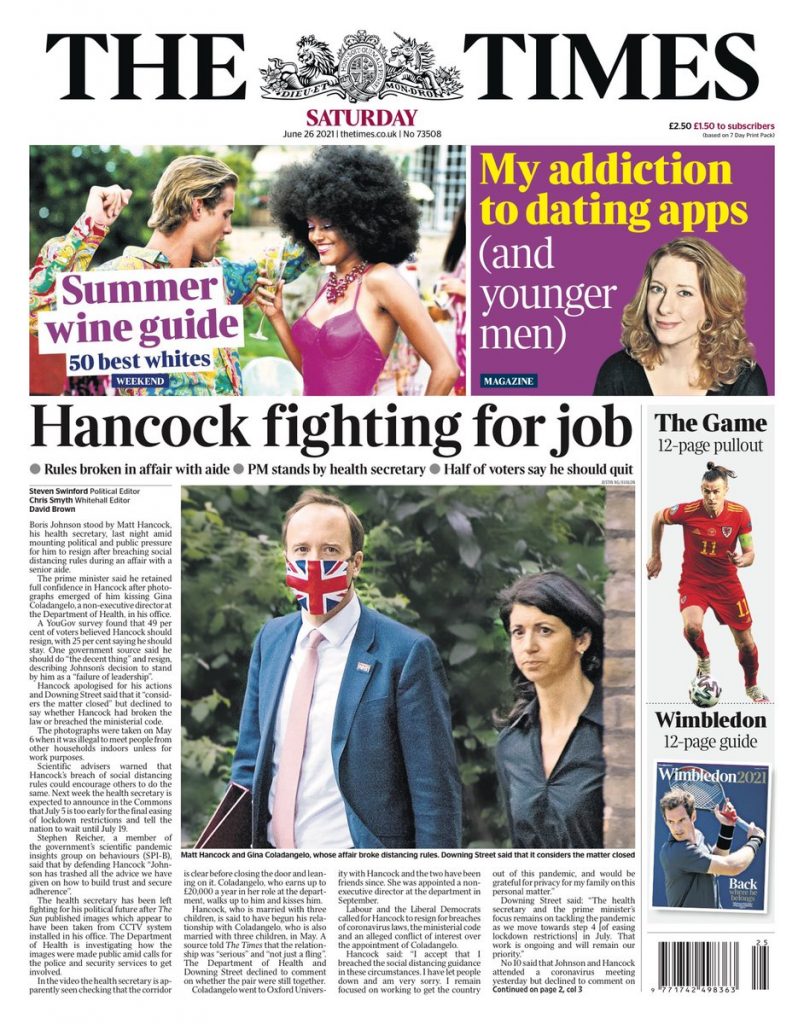 Times Front Page 26th Of June 2021 Tomorrows Papers Today 