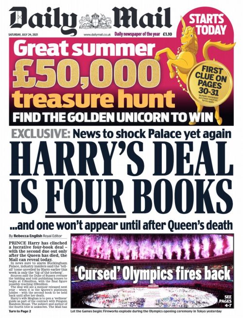 Daily Mail Front Page 24th of July 2021 Tomorrow's Papers Today!