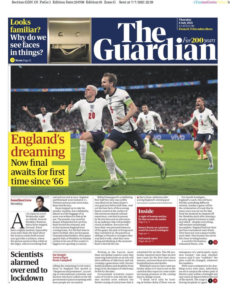 Guardian Front Page 8th of July 2021 - Tomorrow's Papers Today!