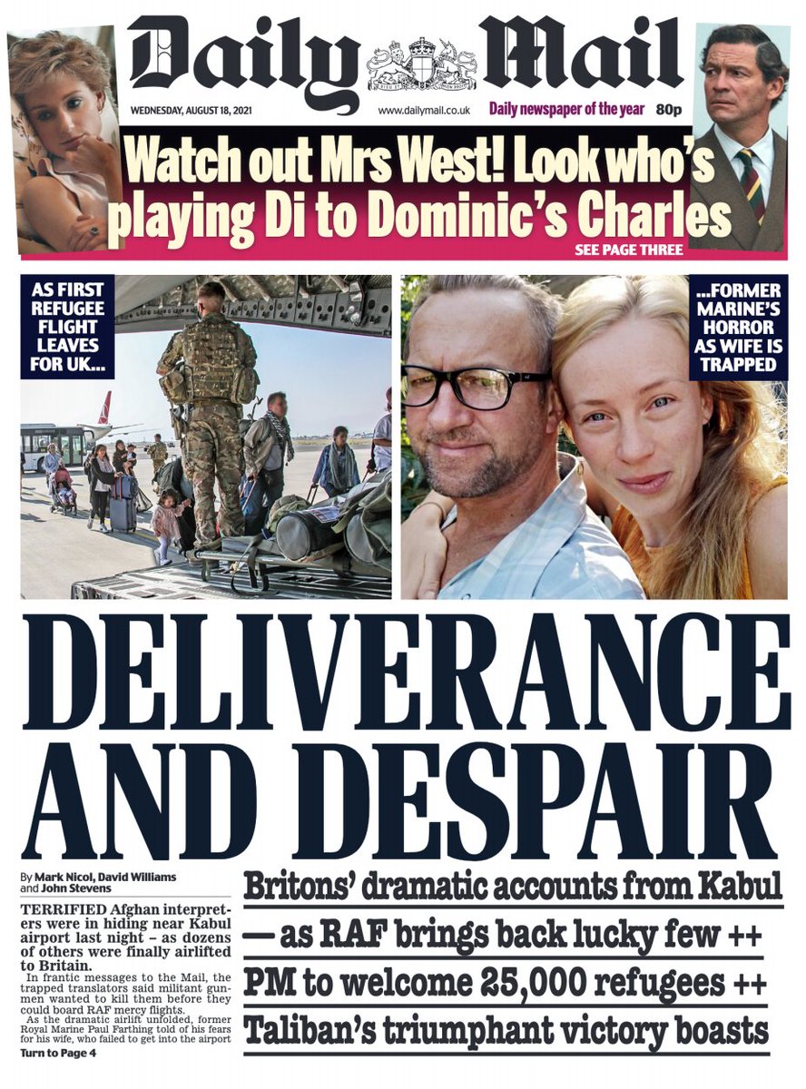Daily Mail Front Page 18th of August 2021 - Tomorrow's Papers Today!