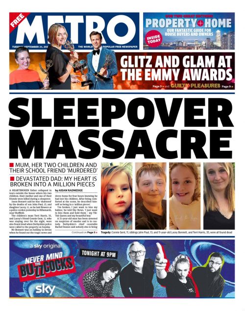 Metro Front Page 21st Of September 2021 Tomorrows Papers Today