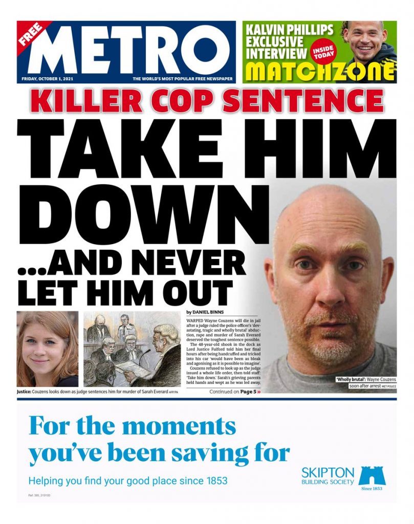 Metro Front Page St Of October Tomorrow S Papers Today
