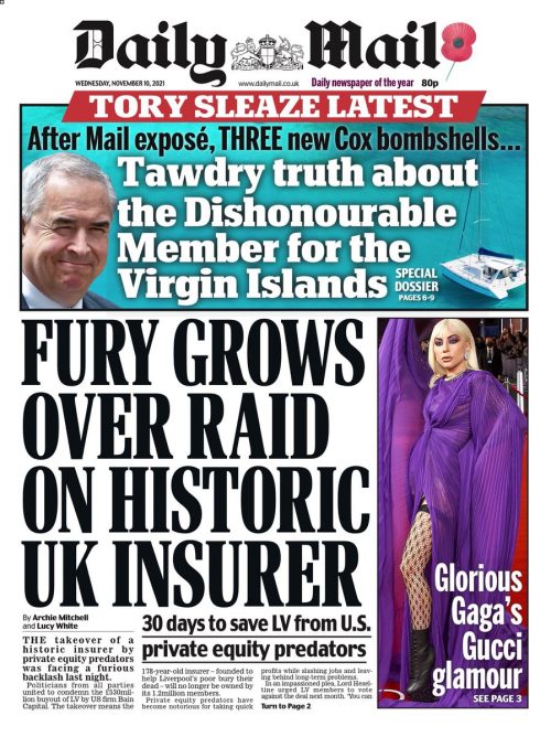 Daily Mail Front Page 10th Of November 2021 - Tomorrow's Papers Today!