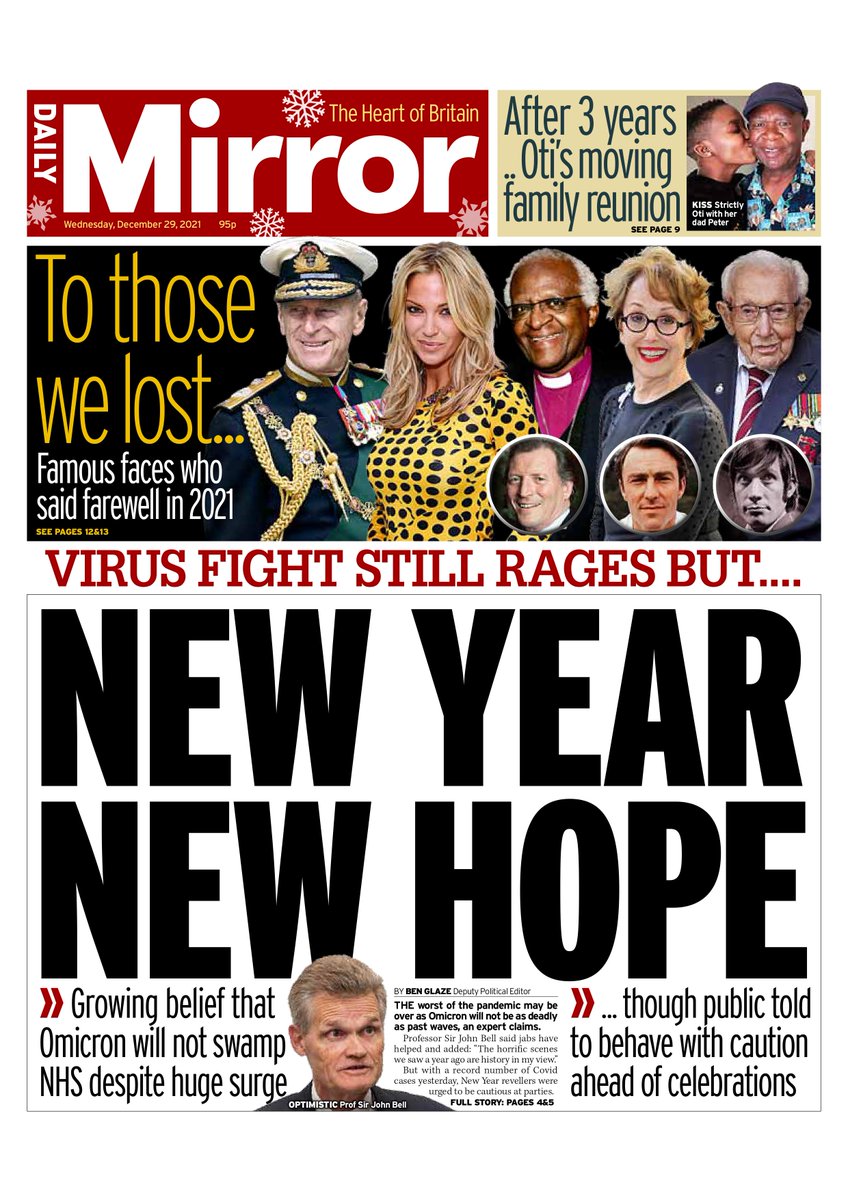 Daily Mirror Front Page 29th Of December 2021 Tomorrow S Papers Today