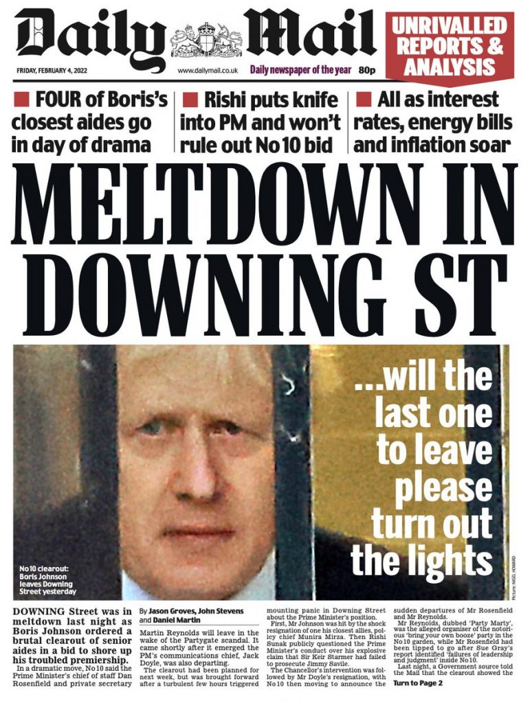 Daily Mail Front Page 4th Of February 2022 Tomorrows Papers Today