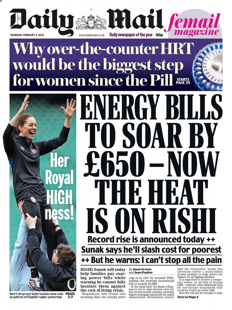 Daily Mail Front Page 3rd of February 2022 Tomorrow's Papers Today!