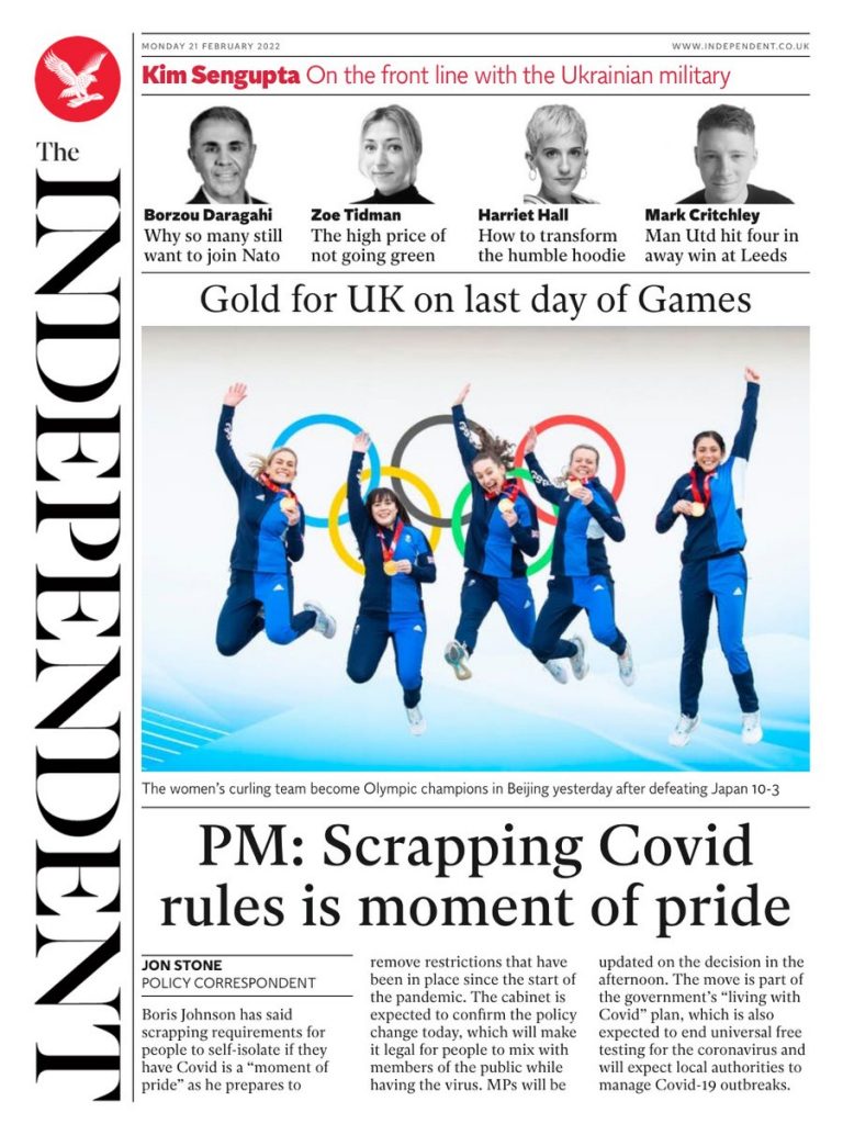 Independent Front Page 21st Of February 2022 Tomorrows Papers Today 