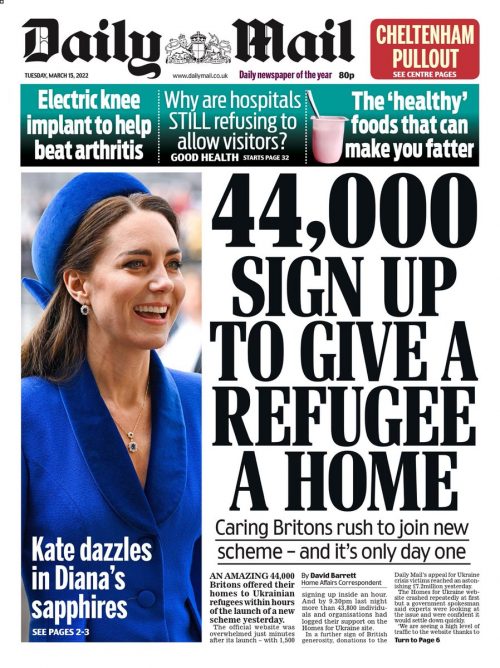 Daily Mail Front Page 15th of March 2022 - Tomorrow's Papers Today!