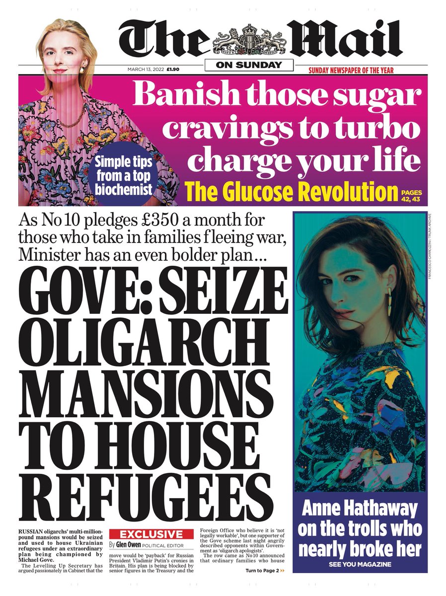 Mail On Sunday Front Page 13th Of March 2022 Tomorrows Papers Today 