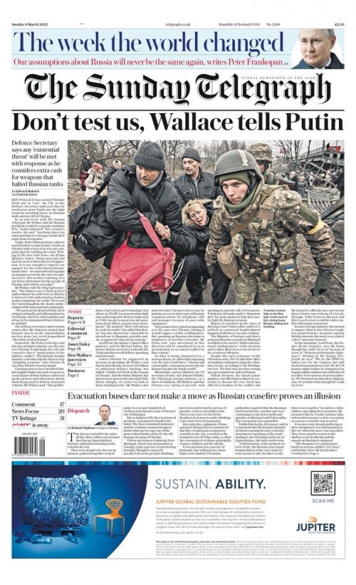 Sunday Telegraph Front Page 6th of March 2022 - Tomorrow's Papers Today!