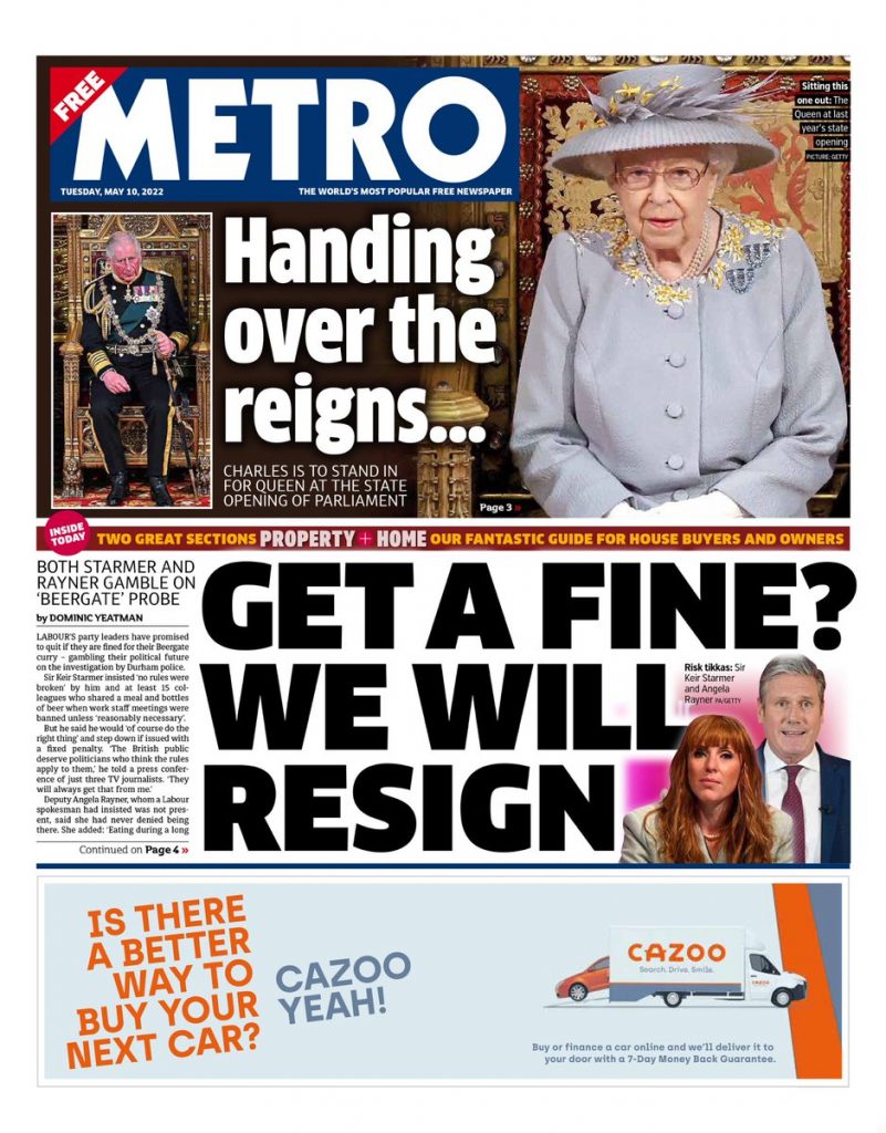 Metro Front Page 10th of May 2022 Tomorrow s Papers Today